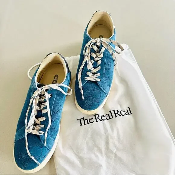 COACH Cobalt Blue White Perforated Logo Suede Clip C Mens Low Top Sneakers 8.5 - Picture 3 of 15